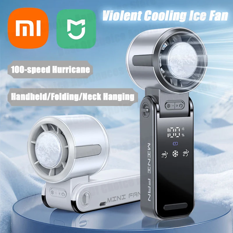 Xiaomi refrigeração turbo ventilador de alta velocidade violento elétrico mini ventilador portátil usb recarregável ventilador portátil led display digital