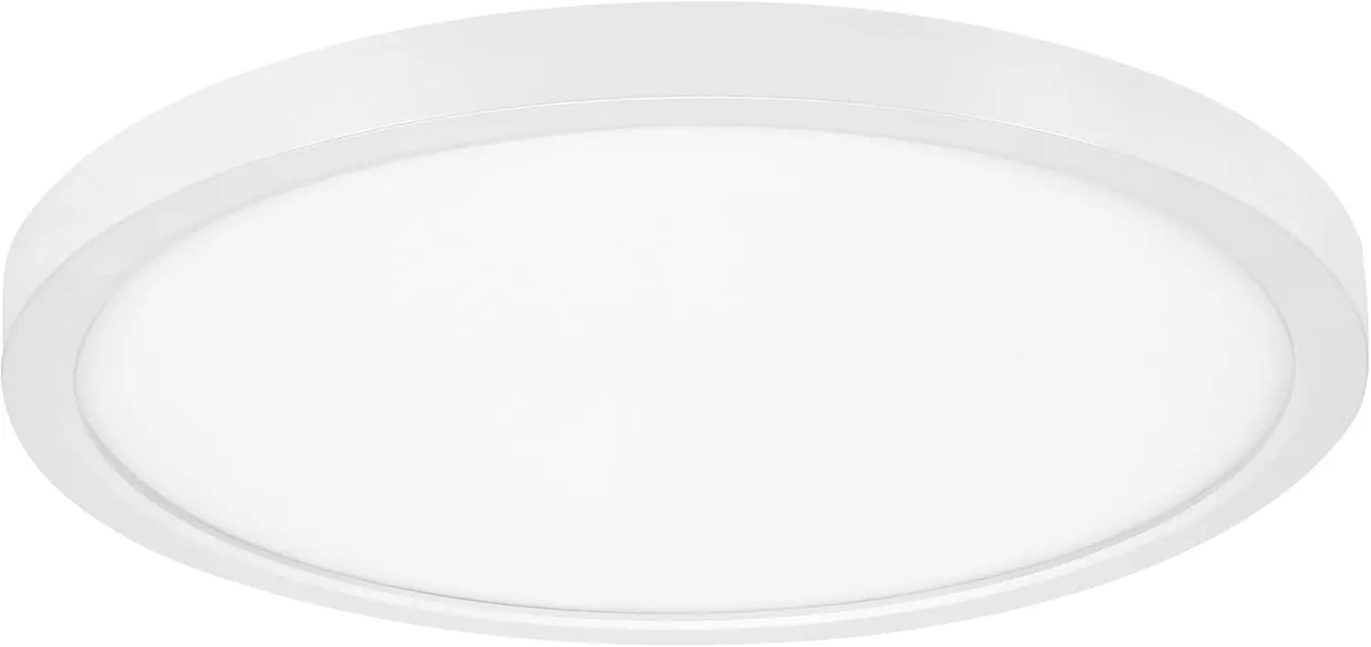 Maxxima 14 In. Led Flush Mount Ceiling Light, 2500 Lumens, 5 Cct 2700K/3000K/3500K/4000K/5000K Panel Light, White Trim Round