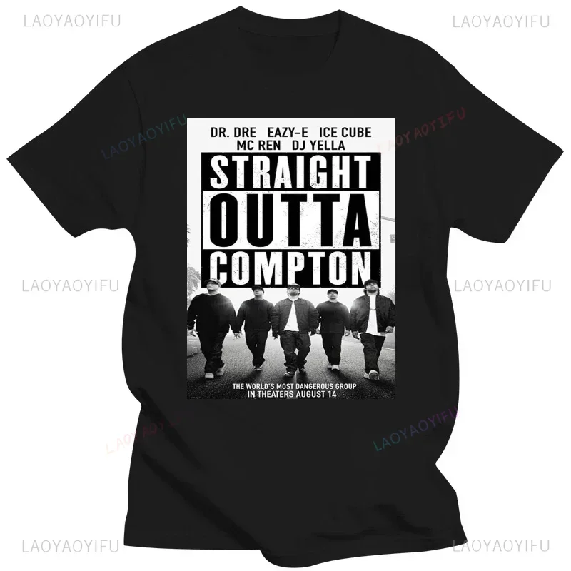 Straight Outta COMPTON Mens Fashion Cotton T-Shirt Black Classic Movie Poster Graphic Tshirt Streetwear Summer Men Clothing Gift