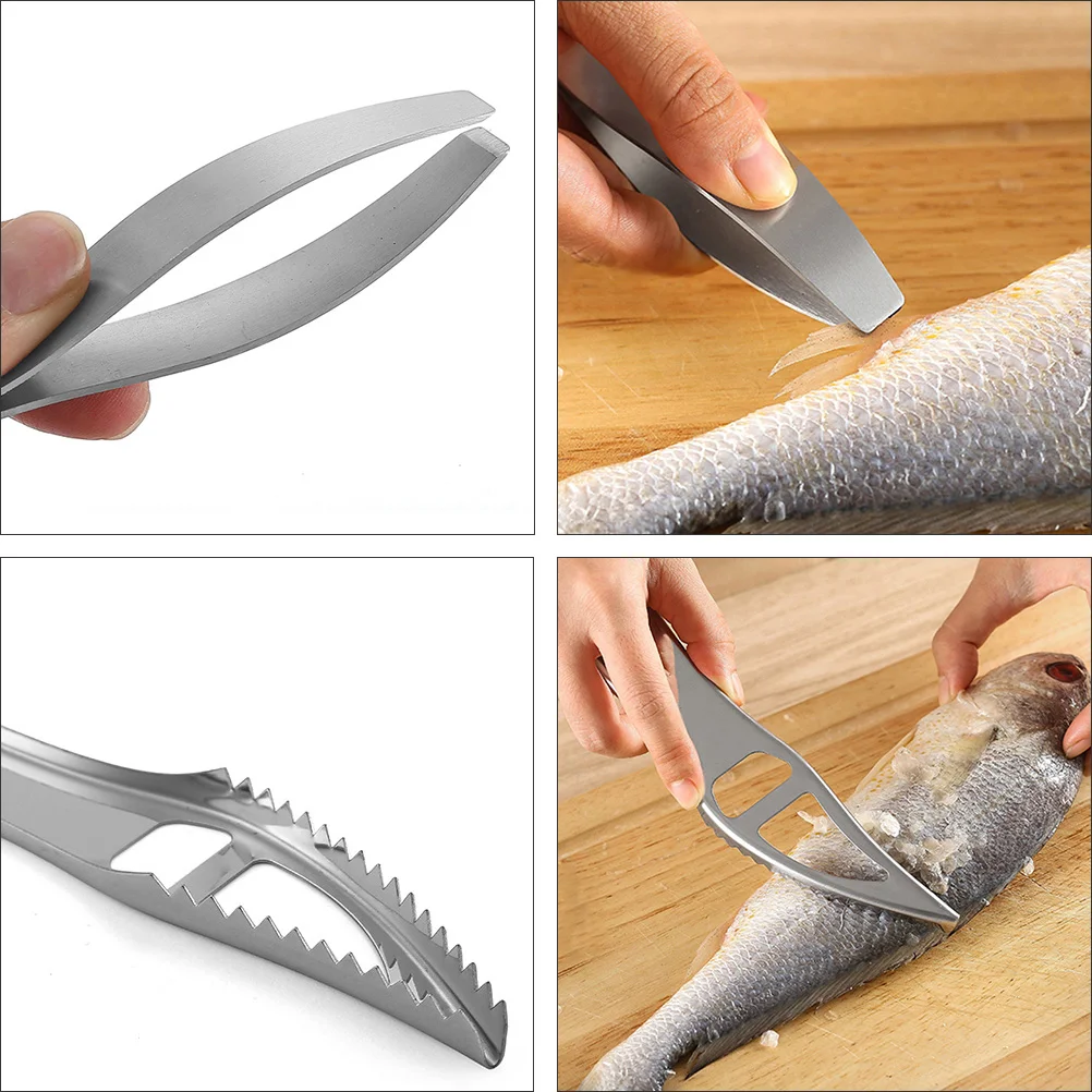 Stainless Steel Fish Scale Planer Fishbone Scraper Cleaning Tool Skin Cleaner Tweezers