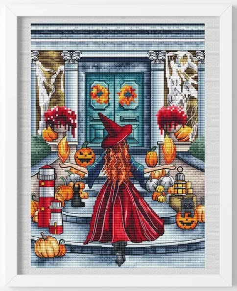 

Witch Going Home Embroidery Cross Stitch Kits Craft DIY Needlework Cotton Canvas