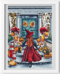 Witch Going Home Embroidery Cross Stitch Kits Craft DIY Needlework Cotton Canvas