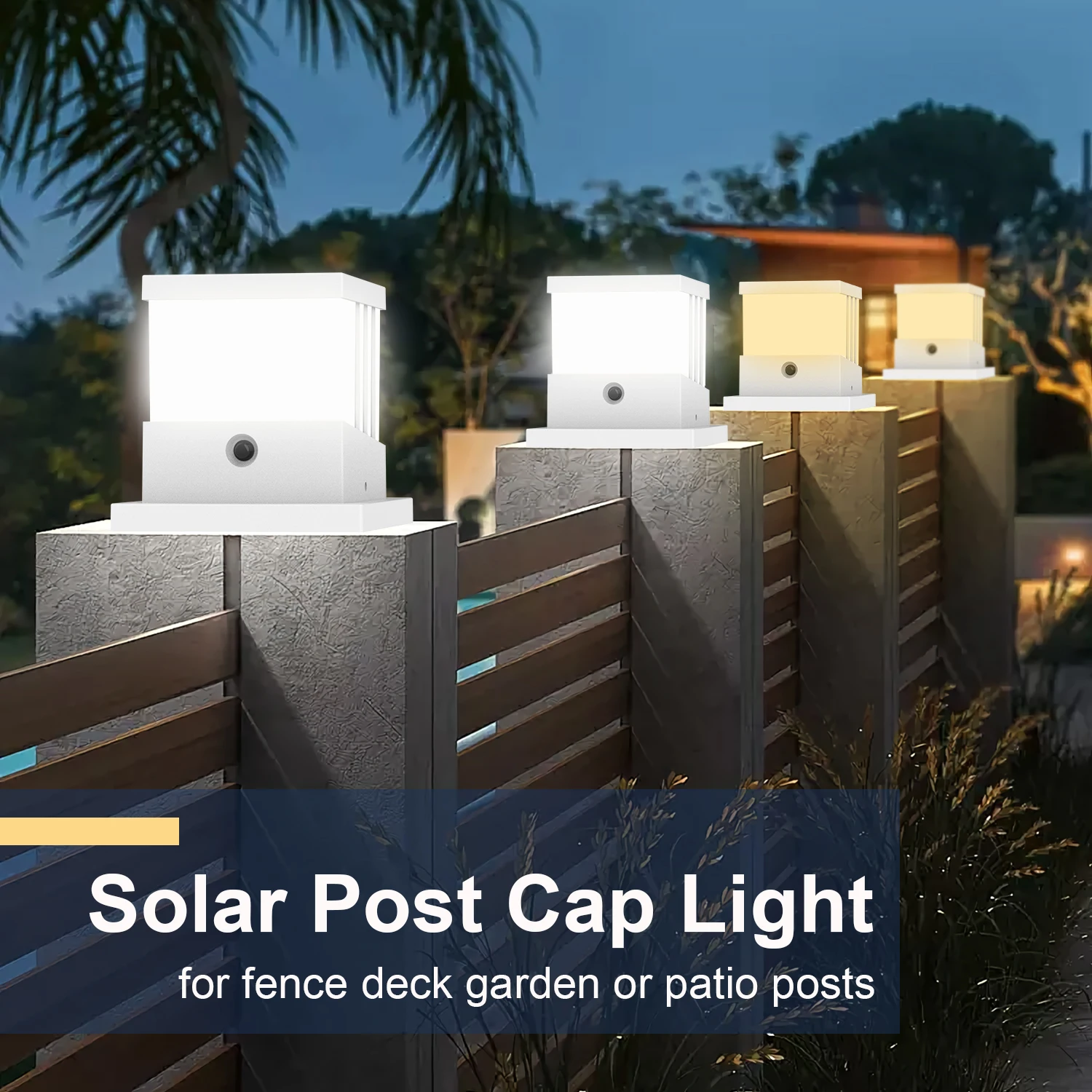 Solar Post Lights Outdoor Garden Fence Yard Column Lamps Waterproof Solar Powered Lantern Column Head Light For House Decor