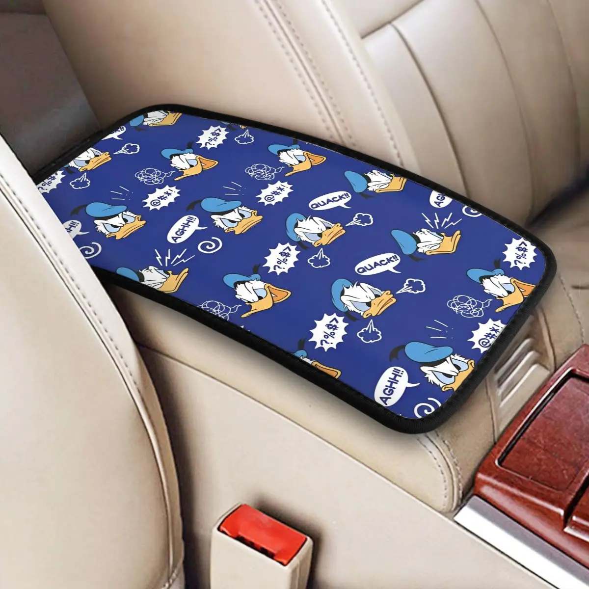 

High Quality Center Console Pad Donald Duck Car Interior Decor Armrest Storage Box Mat For Most Vehicles