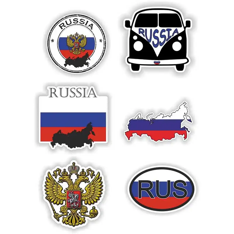 Adesivo Redondo de Bandeira da Rússia para Laptop, Livro, Geladeira, Guitarra, Capacete de Moto, Caixa de Ferramentas, Porta, PC, Barco, Decalques Imp