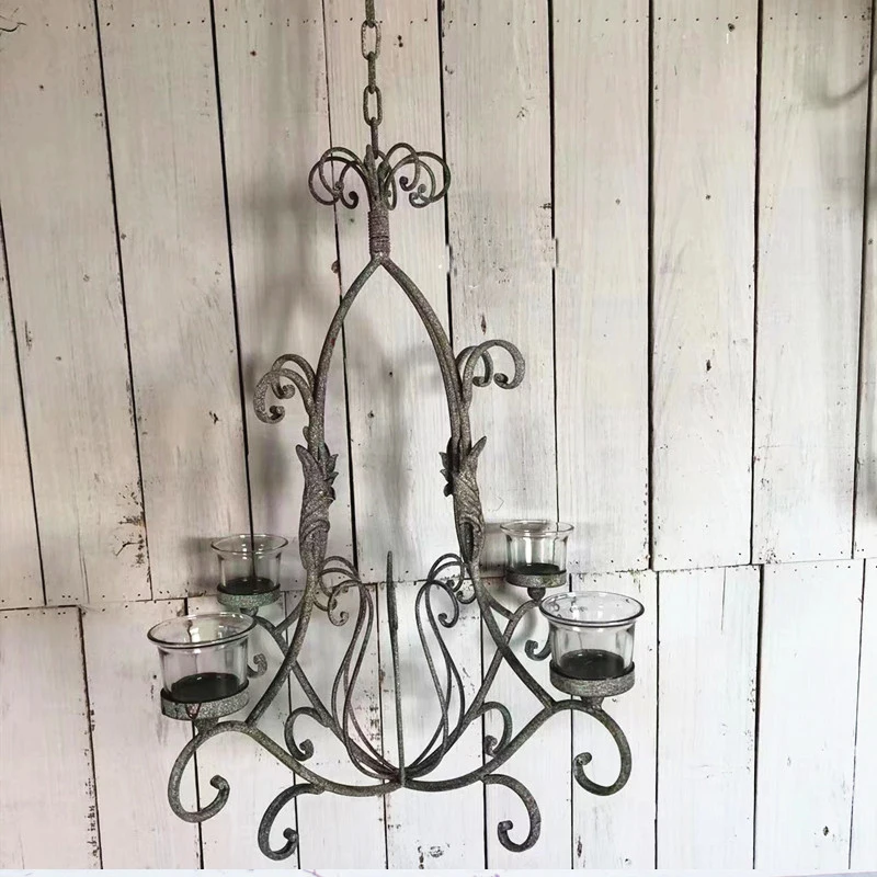 Hurricane Glass Rustic Retro Metal Hanging Candle Holders