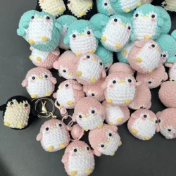 Finished Handmade Creative Cute Cotton Wool Penguin Doll Crochet Keychain Wholesale Knitting Bag Pendant Car Keyrings Wholesale