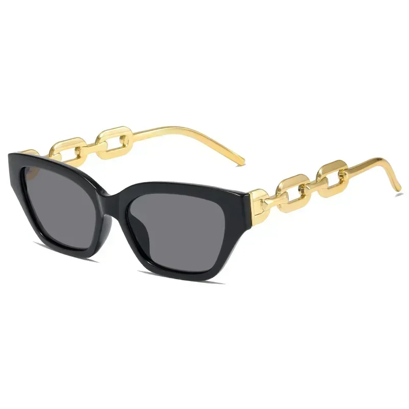 2024 New Fashion Cat Eye Sunglasses Women Vintage Brand Designer Glasses Black Sun Glasses Female UV400 Golden Eyewear