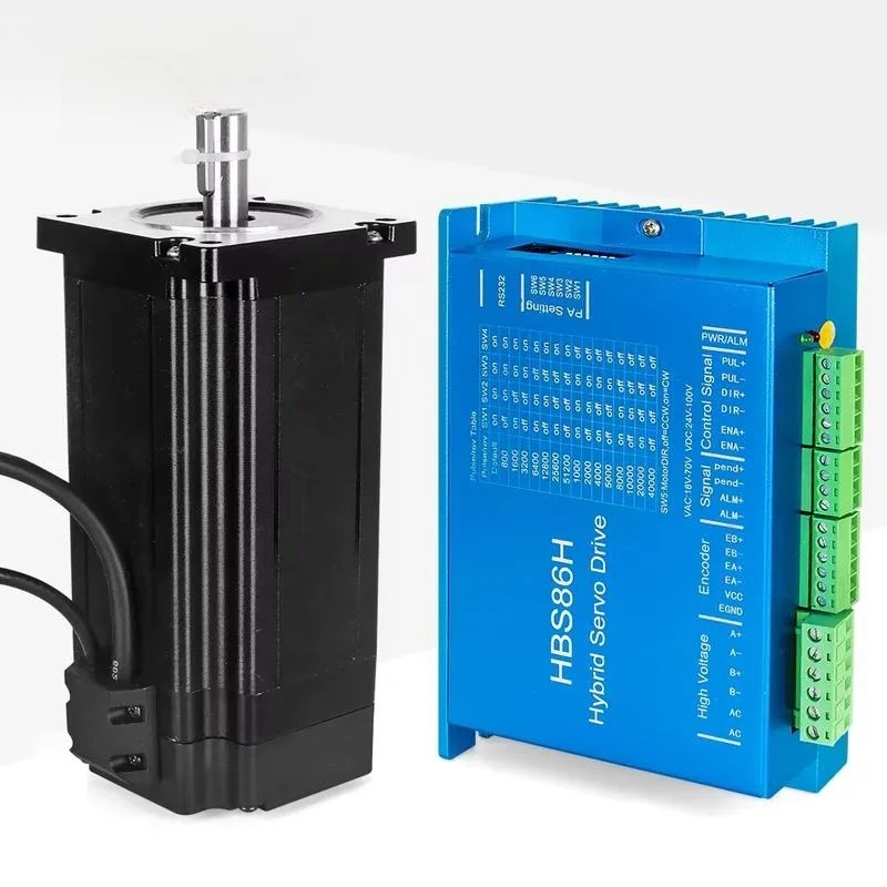 Kaihong 86x86x156+22mm 12Nm Hybrid Nema 34 Closed Loop 2-Phase 48V DC Stepper Motor Kit with 1000PPR Encoder and Hbs86h