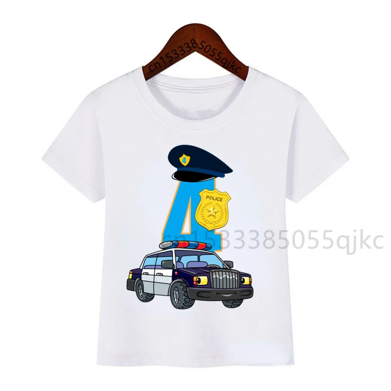 

Police Birthday Print T Shirt Kids Police Car Birthday Boy T Shirt Gift Set Custom Name Number