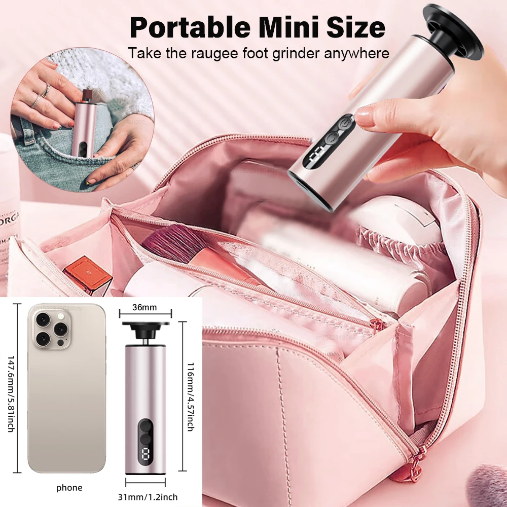 مزيل مسامير القدم الكهربائية المحمولة ملف القدم كعب مزيل الكالو الميت التلقائي طاحونة القدم قابلة للشحن قدم باديكير أداة