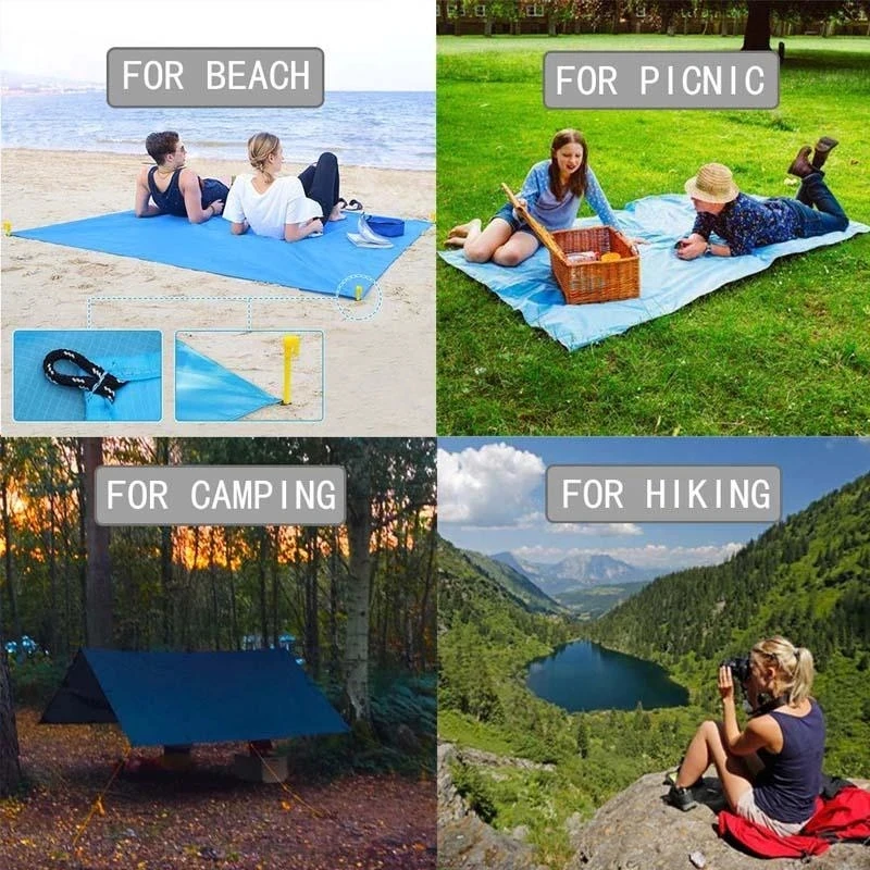 Tapis de plage sans sable, 200x210cm, poche libre, voyage en plein air, Camping, serviette de plage, décor de maison, Portable, couverture de pique-nique pliable