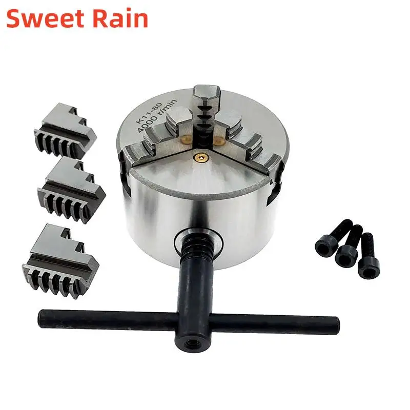 

1Set K11 80 3-Jaw Lathe Chuck Manual Self-Centering Metal K11-80 Lathe Chuck With Jaws Turning Machine Tools Accessories