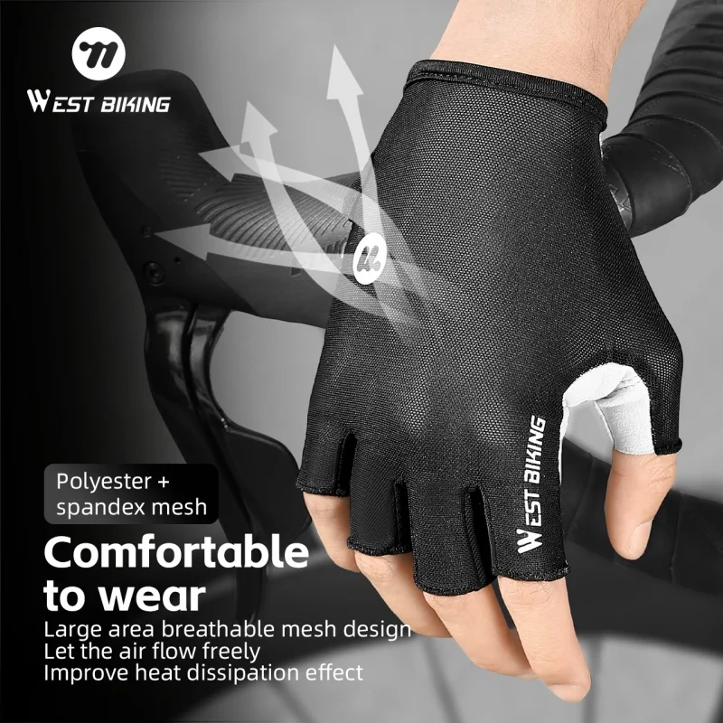 

Anti Slip Bicycle Gloves, Half Finger Shock-absorbing and Breathable MTB Mountain Bike Ultra Light Gloves Riding Accessories