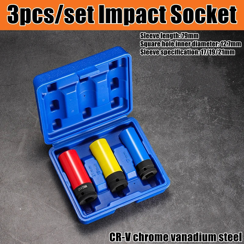 1/2" Drive Lug Nut Socket Set Drive Wheel Socket Auto Repair Protector Impact Sleeve Set 15mm, 17mm, 19mm, 21mm en 22mm