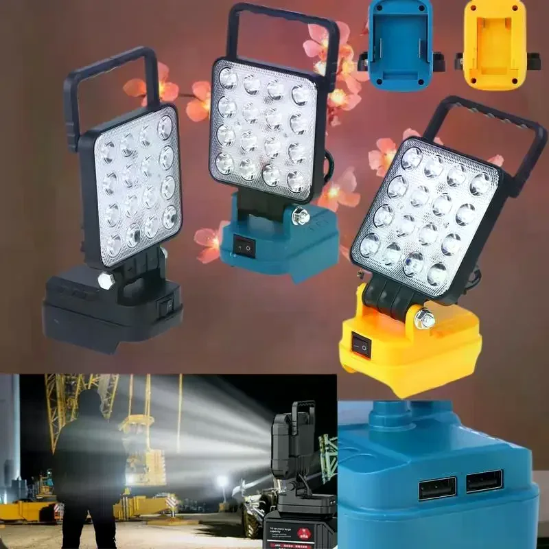 14 واط مصباح التخييم إضاءة الطوارئ مع المزدوج USB بطارية ليثيوم أيون فانوس مصباح يدوي خارجي 4 بوصة LED ضوء العمل