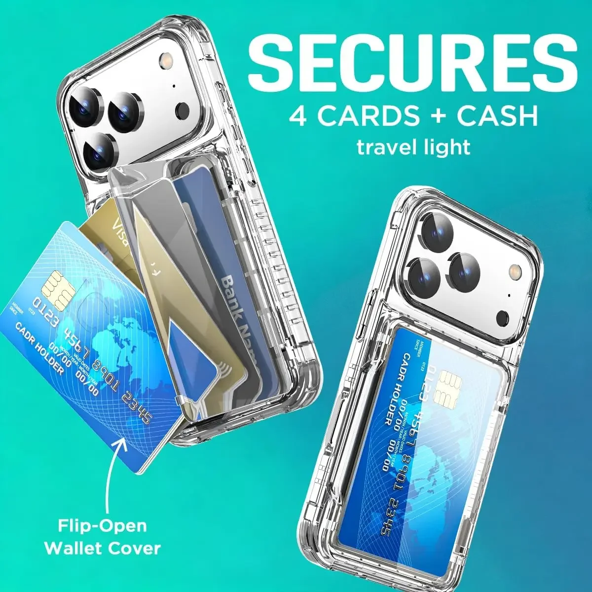 For iPhone 18 Pro Max 18 Pro iPhone 17 Pro Max Case Wallet Card Holder Slide Slot Slim Hard PC Heavy Duty Protective Phone Cover