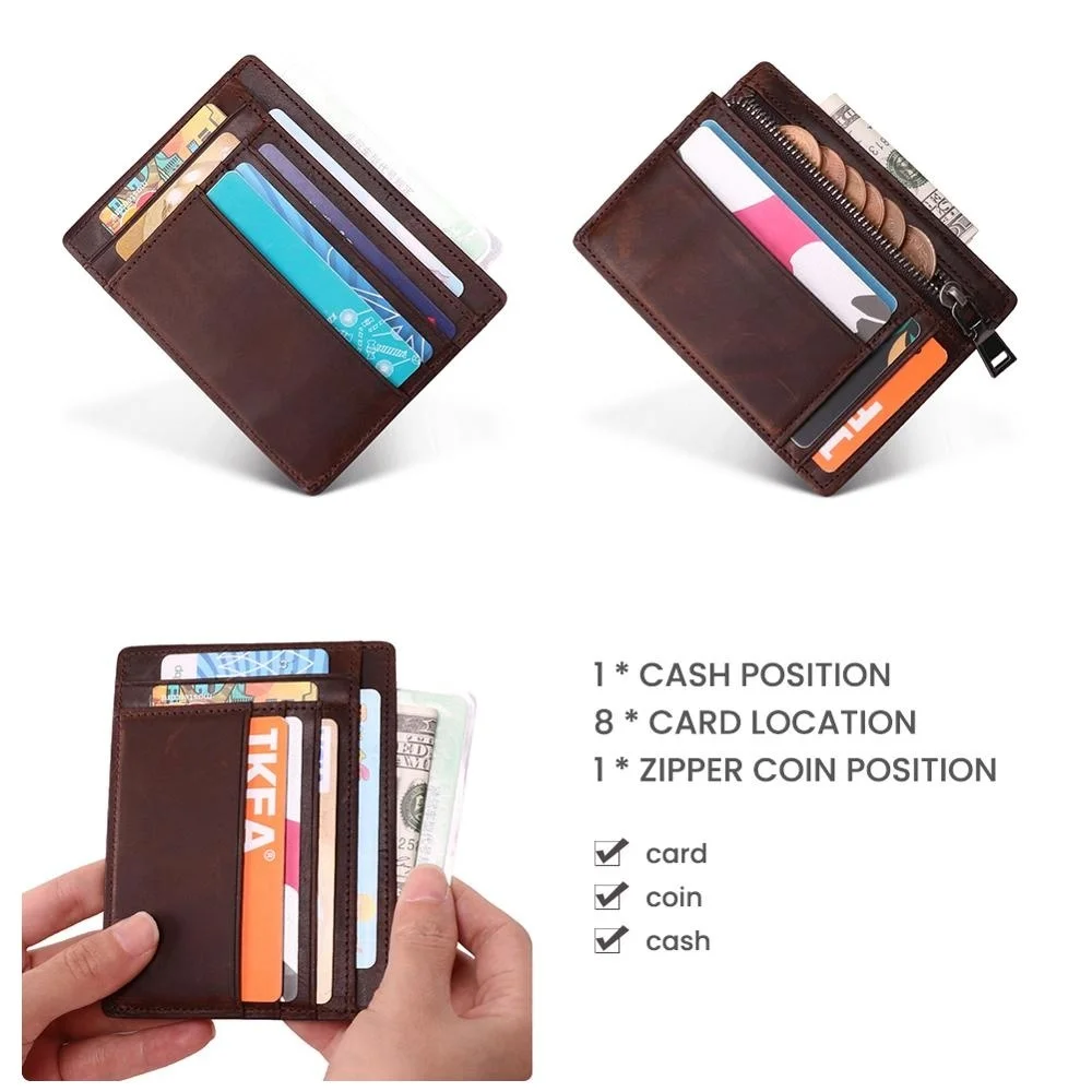 Porta carte di credito in vera pelle portafoglio RFID ID di credito portamonete portamonete per uomo piccolo maschio Portomonee