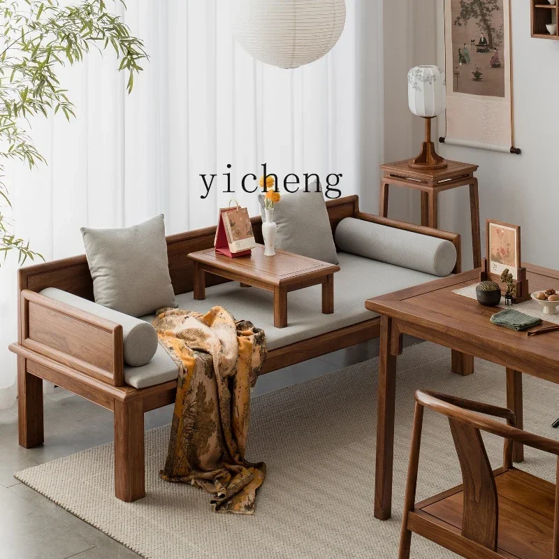 

X5-25 new Chinese solid wood push-pull bed old elm dual-purpose living room small apartment Chinese sofa bed