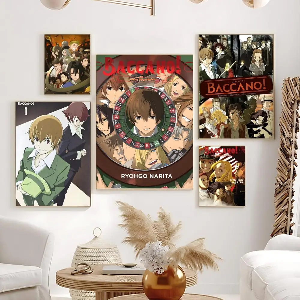 Póster de Anime B-Baccano HD, arte de pared autoadhesivo impermeable, ideal para el hogar, oficina, dormitorio, gran regalo