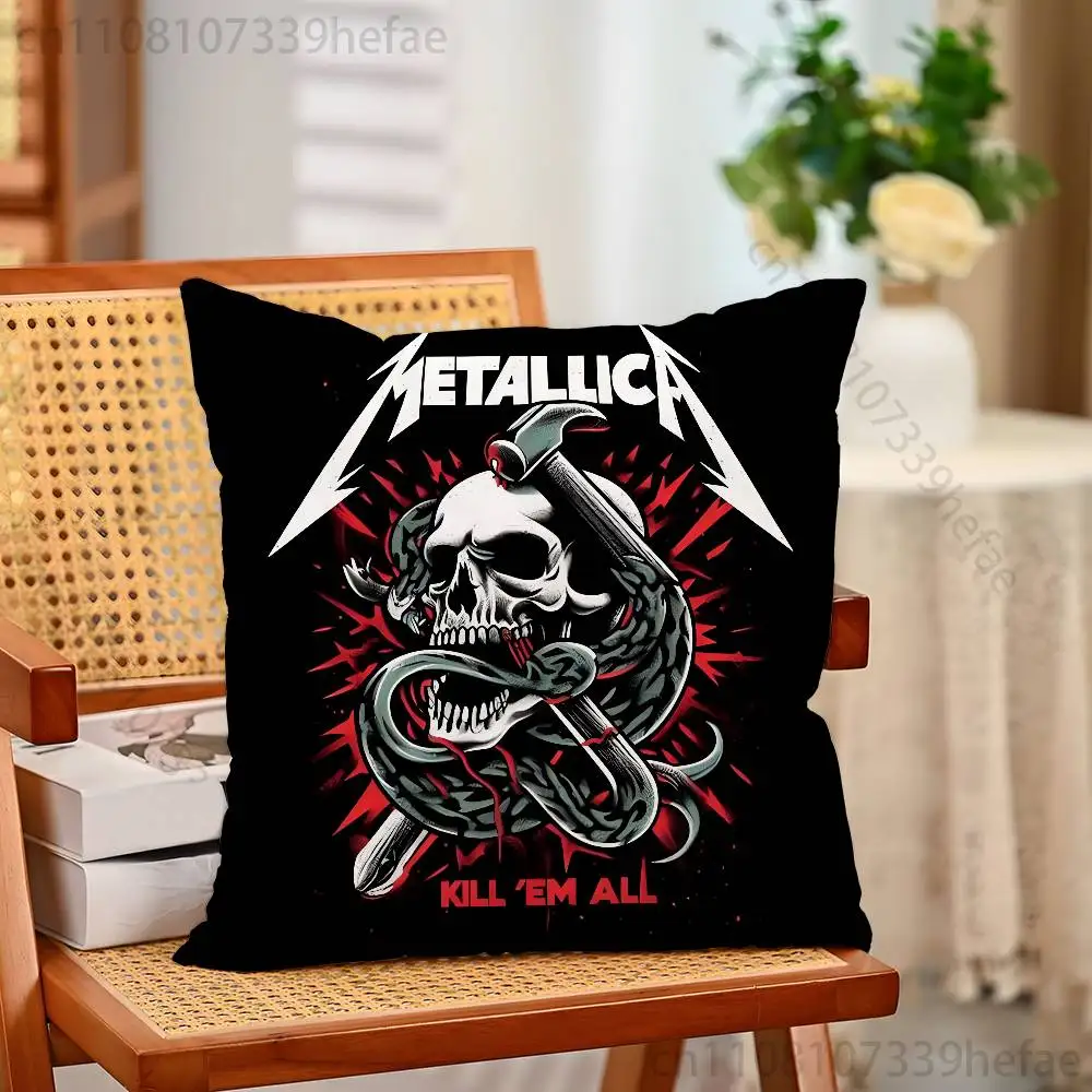 M-Metallica Band-Kissenbezüge für Schlafzimmer, Wohnzimmer, Sofa, Heimdekoration, Polyester-Kissenbezug mit Reißverschluss – Detail 14