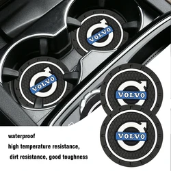 1/2pcs Silicone Car Coaster Water Cup Holder Anti-Slip Mat Car Badge Decor For Volvo Rdesign Xc90 Xc60 S40 S60 S80 V40 V50 V60