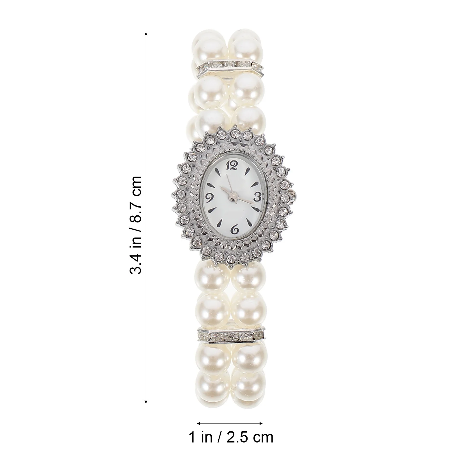 1Pcs Female Watch Double Rows Pearl Design Imitation Pearl Bracelet Elegant Casual Wristwatch Fashion Girls Students Gift Watch