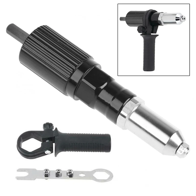 Adattatore per rivettatrice per rivettatura a batteria multifunzione con inserto per rivettatrice, dado in lega