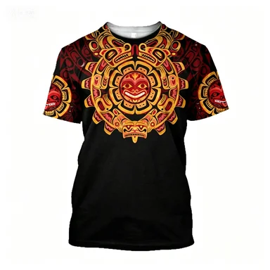 

Summer New Maya Civilization Totem T-shirt Breathable and Versatile Niche Cultural Short Sleeved