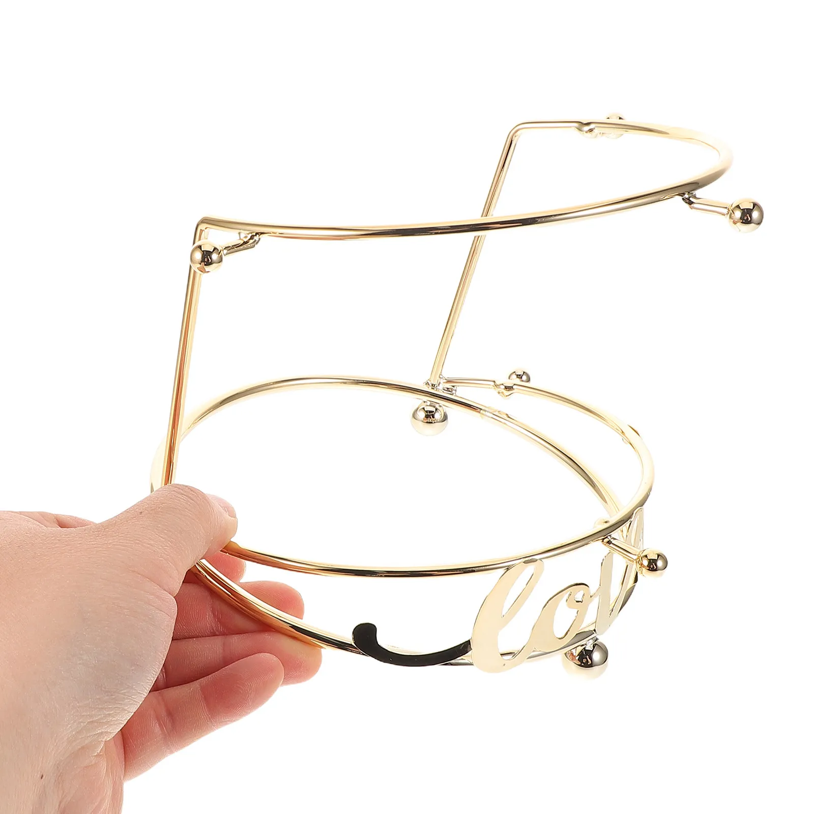 

Elegant 2-Tier Metal Crown Display Stand Tiara Headband Holder Wedding Hair Accessories Organizer Tabletop Headwear Display