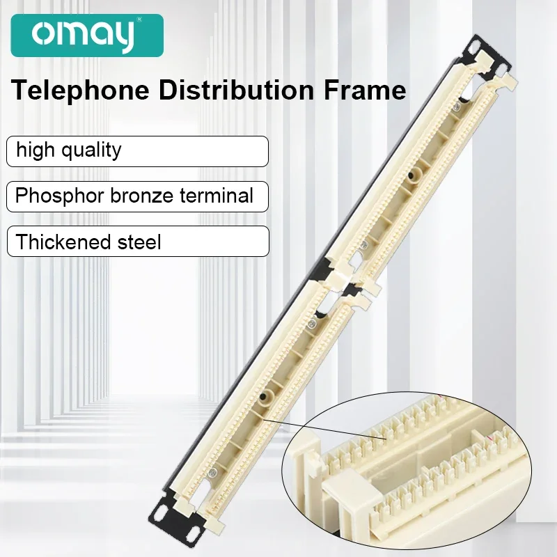 OMAY Cable Type 110 Telephone Distribution Frame 100 Pair of Cabinet Rack Distribution Panel Voice 6P4C6P2C Cable Network Module