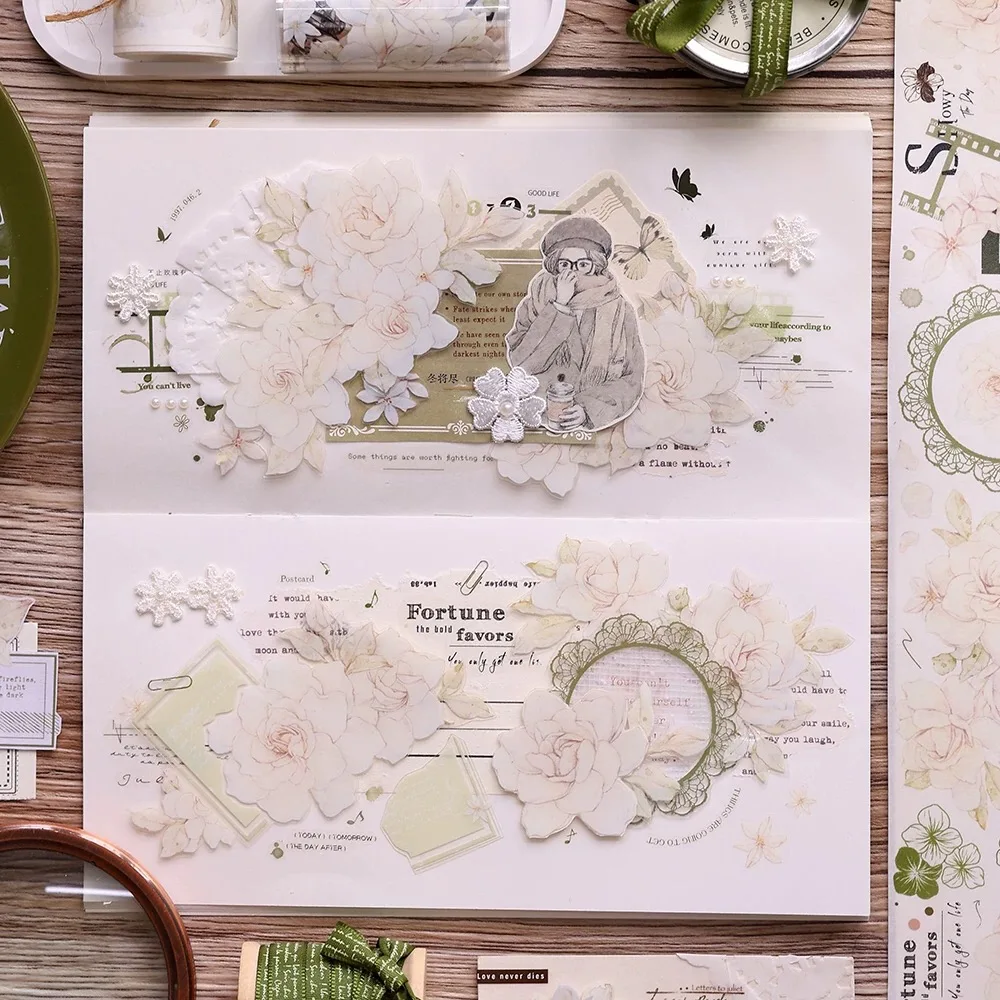 

Винтажная декоративная лента для домашних животных XiaoBaiJia Studio Vintage Gardenia цветочный Рисунок сделай сам