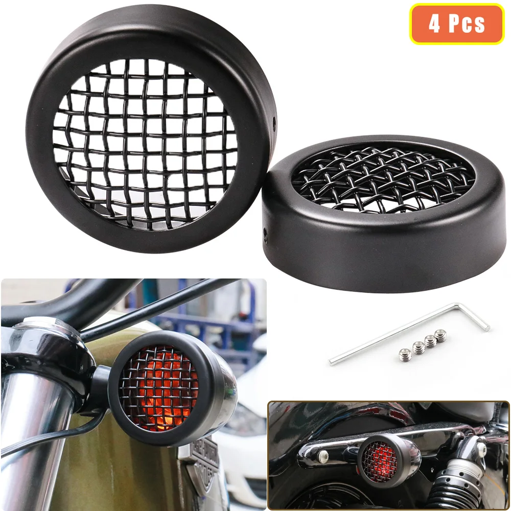 

Motorcycle Black Turn Signal Grill Cover Turn Signal Light Bulbs Protect for Harley Sportster XL 883 XL 1200 With 60mm(2.5 In)