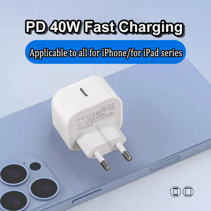 PD 40W For Apple Fast Charger For iPhone 17 16 15 14 13 12 11 Air Pro Max Type C Quick Charging Data Cable EU UK Plug Adapter