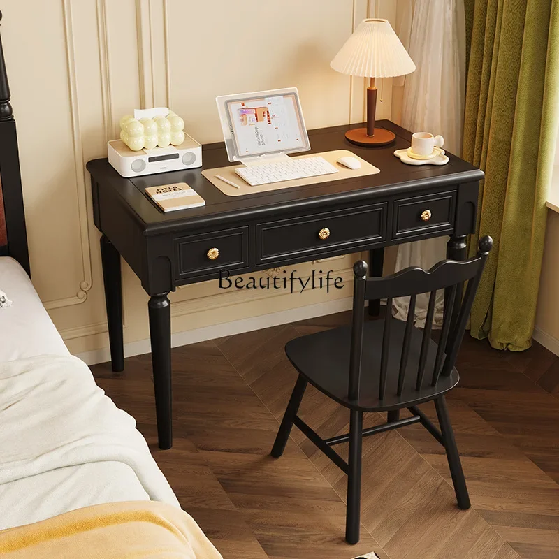 

02*French retro solid wood desk home living room office computer desk