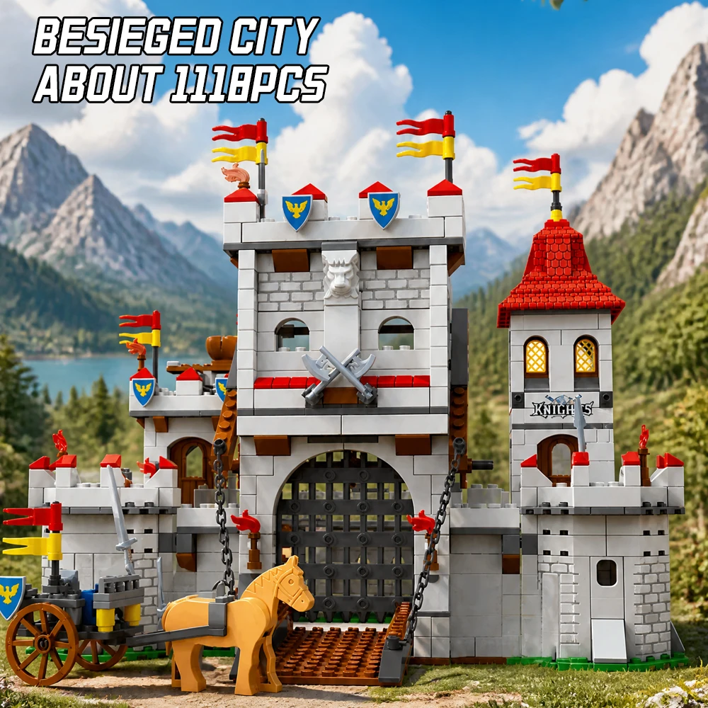 European Medieval Castles DIY Building Blocks, Knight Castle, Guard Tower, Chessboard & Demon Castle, Gift for Teens & Adults