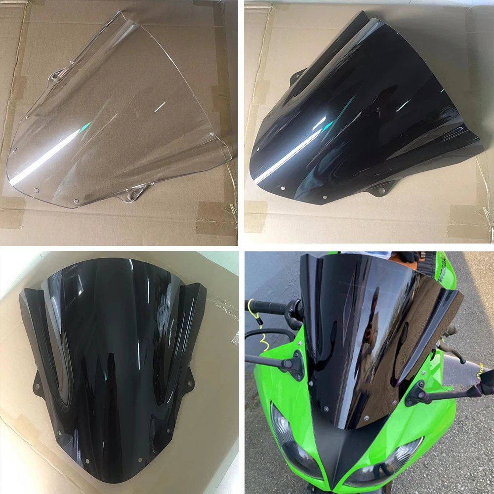 ZX10R Motorcycle Double Bubble Windshield Windscreen For 2008 2009 2010  Kawasaki Ninja ZX 10R ZX-10R Front Wind Screen Black