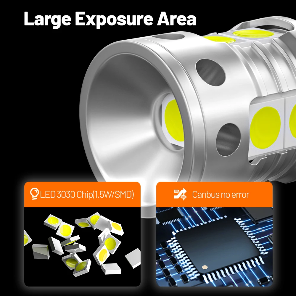 2pcs LED 역방향 라이트 Blub 백업 램프 Canbus 오류 없음 H6W BAX9S 64132 Audi A3 8V 2013 2014 2015 2016 2017 2018