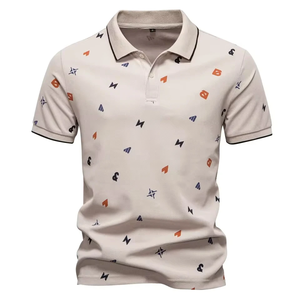 2025 Summer New Fashion Men's Casual Polo Shirts Letter Printed Turn-down Collar Short Sleeve Slim T-shirts Male Clothes Tops
