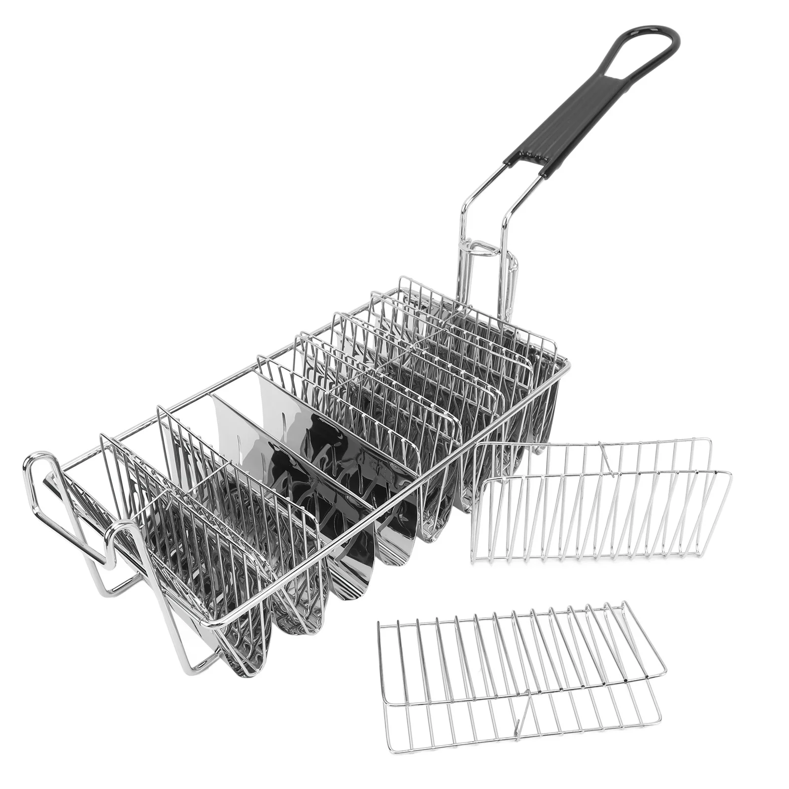 

8 Shells Taco Shell Basket Stainless Steel Long Handle Anti Scald Burritos Holder Basket for Restaurants Snack Bars