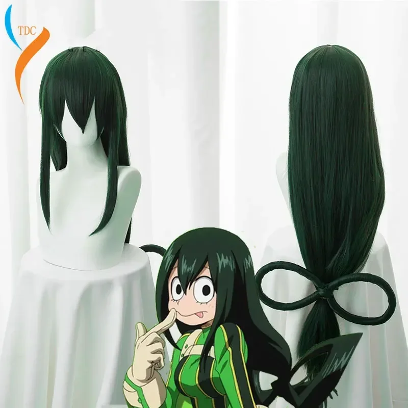 Boku No Tsuyu Asui Cosplay My Hero Academia Women Long Green Synthetic Hair Halloween Party Wig Cap MN12
