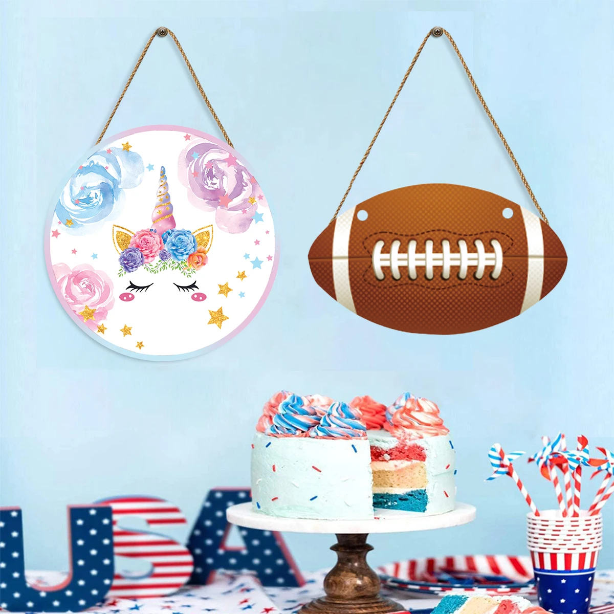 

Unicorn black eyebrows/Rugby 7.9Inch/20cm Round Hanging Sign Wall or Door Decor Wall Art DIY crafts