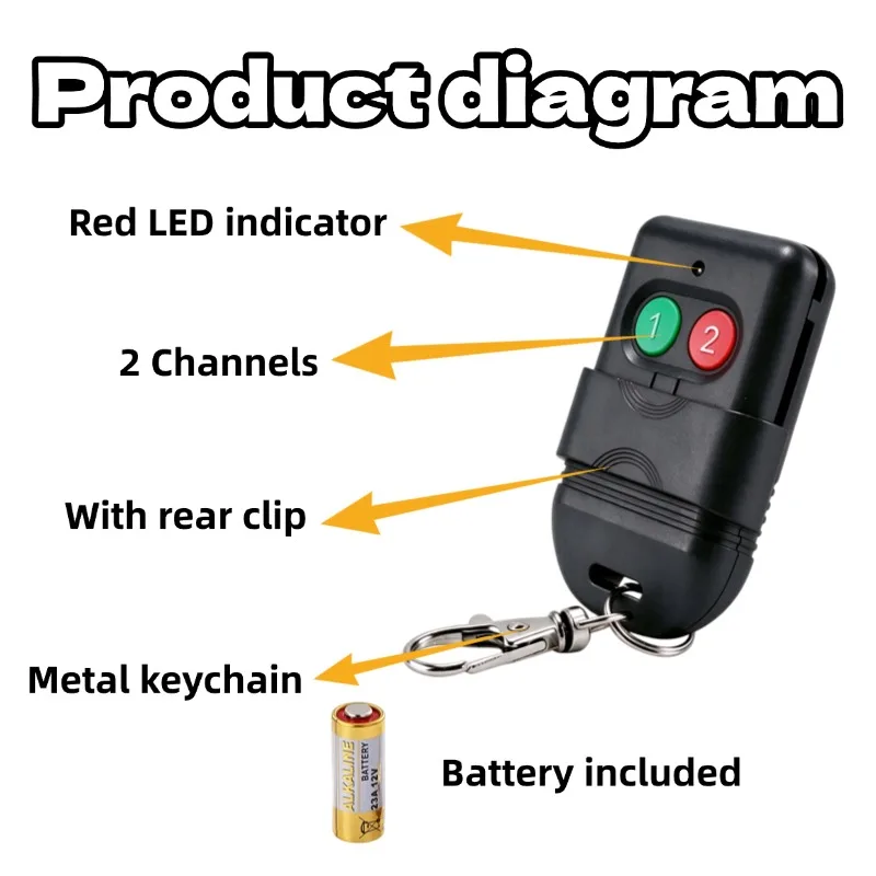 Clone Fixed Learning Code Rolling Code for Gate Garage Door, Cloning Duplicator Key, Fob A Distance Remote Control 433MHz 330Mhz
