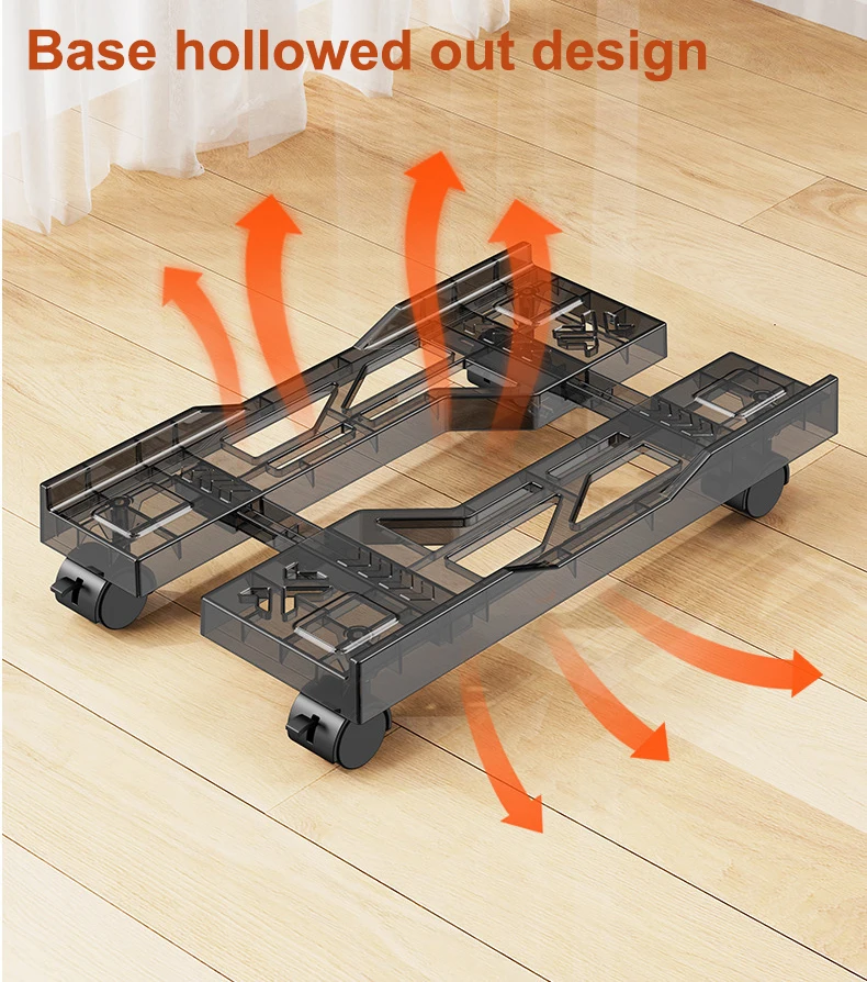 1 PC Transparent Removable Computer Case Bracket with Braking Casters Desktop PC CPU Bracket Expandable Customized Shelf