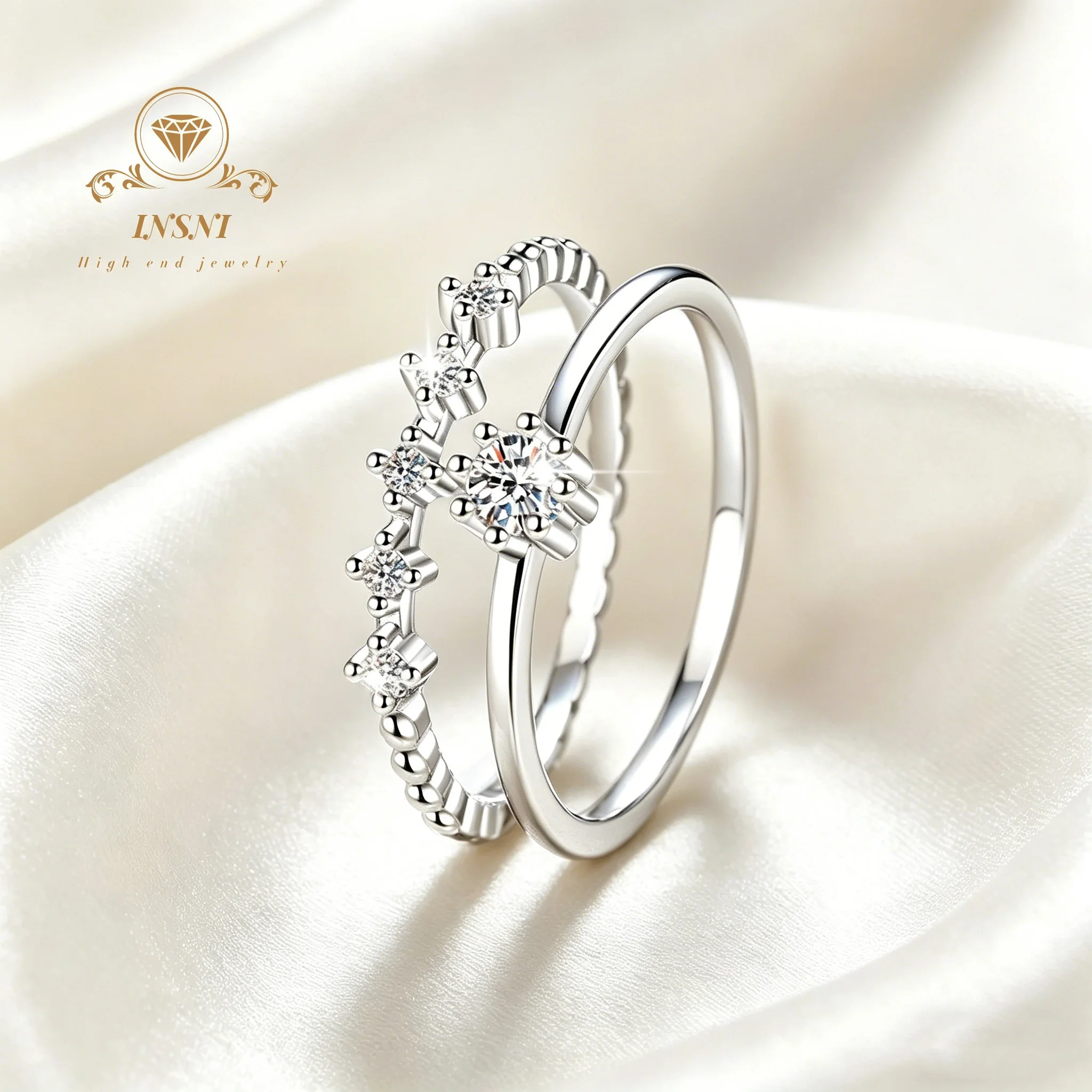 

0.1CT D Color Mini Stackable Cluster Moissanite Ring S925 Silver Women's Jewelry women Gifts Affordable Light Luxury Non Allergy