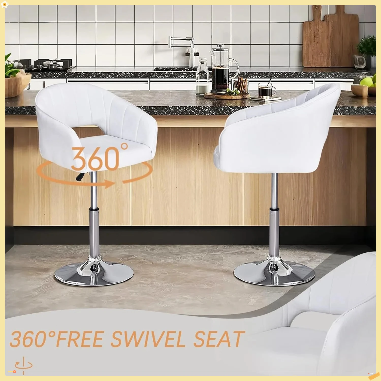 Sedia da bar in velluto, sgabelli da bar urbani regolabili con schienale alto e base in metallo, 360 ° Girevole, per sala da pranzo Home Office