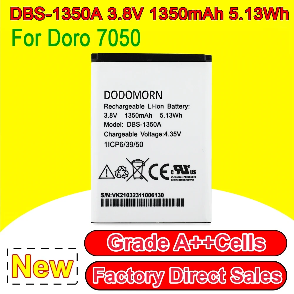 High Quality DBS‑1350A Phone Battery For Doro 7050 7060 7070 7441 DFC‑0180 SmartEasy 7050 Flip Phone