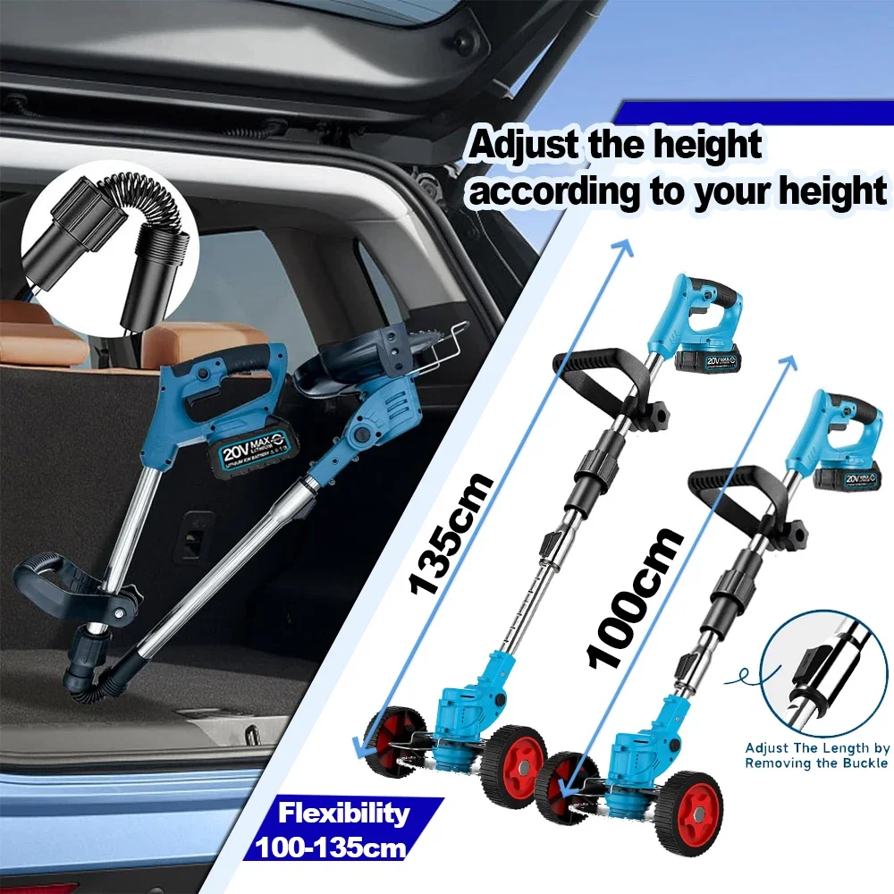 ONEKFYFD-cortacésped eléctrico inalámbrico, 21V, longitud plegable, ajustable, herramientas eléctricas para batería Makita de 18V