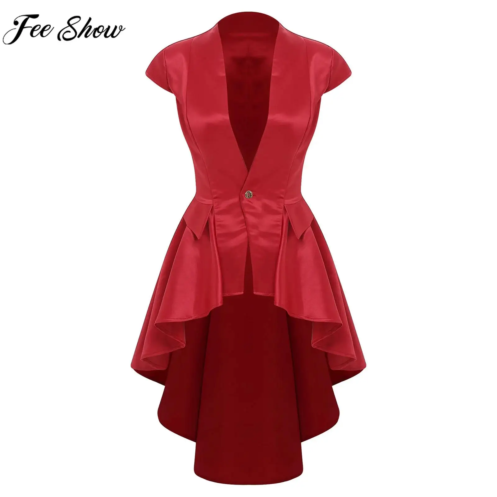 Disfraz de vampiro Medieval renacentista para mujer, chaleco de cascada victoriano, chaqueta, abrigo de cola gótico Steampunk para Halloween