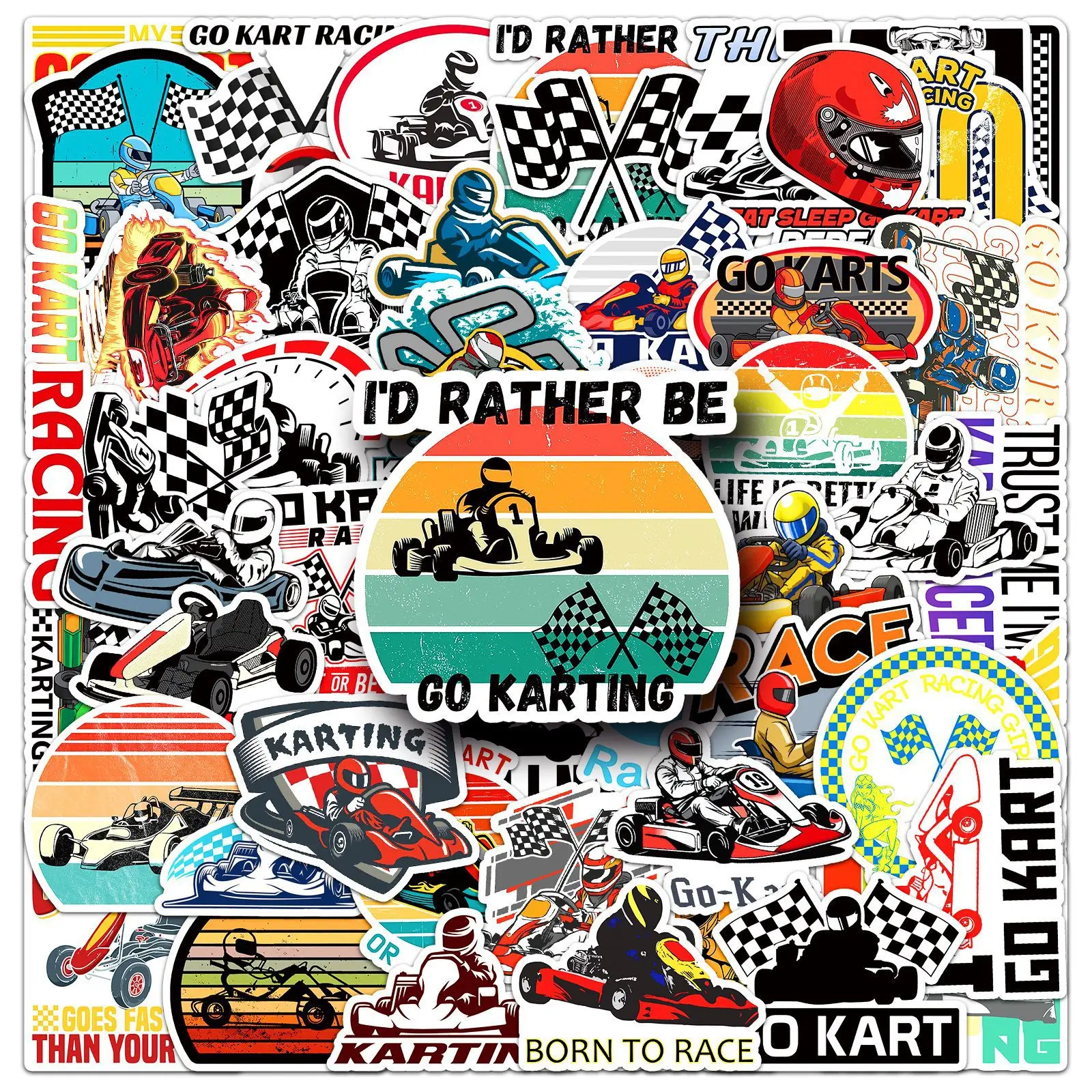 10/50PCS Karting Scrapbook Stickers DIY Diary Laptop Luggage Skateboard Helmet Phone Graffiti Decal Fun Stylish Classic Toys